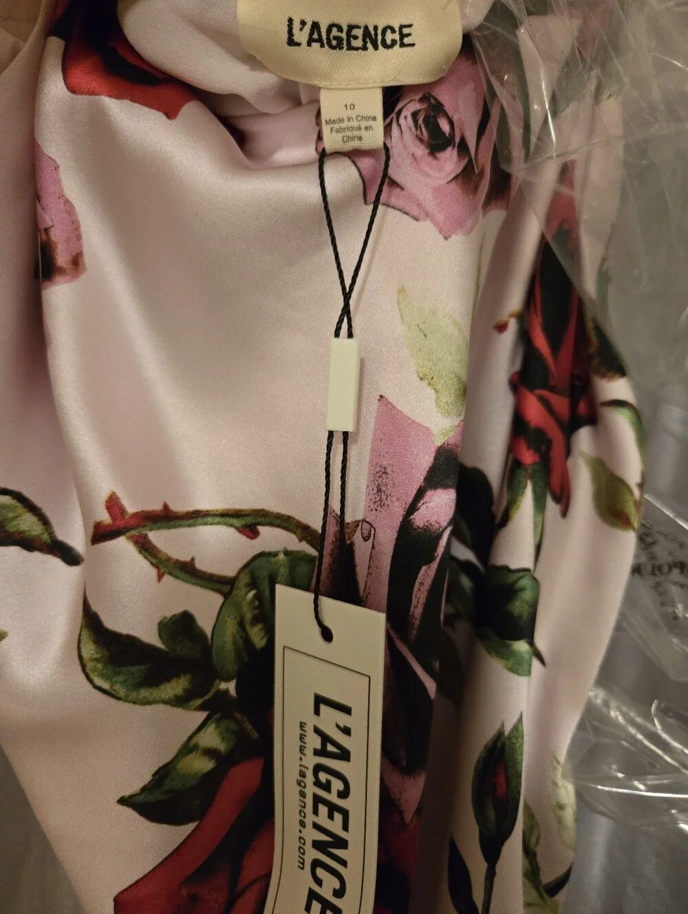 L'agence Seridie Silk Slip Dress, Pink Multi Romantic Rose Size 10 - Picture 5 of 6